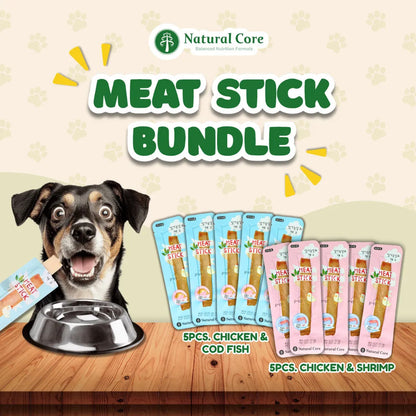 (BUNDLE OF 5) Natural Core Meat Sticks Chicken Shrimp Codfish for Dogs and Cats
