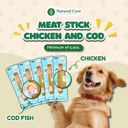 (BUNDLE of 5) Natural Core Meat Stick Chicken and Cod for Dogs and Cats