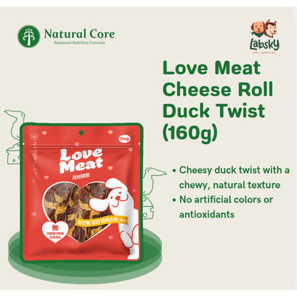 Natural Core Love Meat Chicken Cheese Duck Roll Meat Jerky Dog Treats  Made in Korea 160g