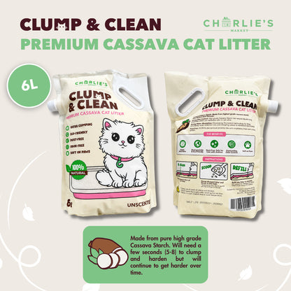 (6-PACK BUNDLE) Charlie's Market Clump and Clean All Natural Dust Free Clumping Cassava Cat Litter